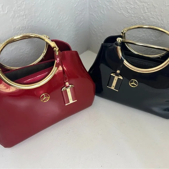Source Unknown Red and Black Shoulder Bags with Gold Accents - Picture 2 of 16